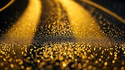 Poster - Golden reflections dance on the wet asphalt during a serene night Generative AI