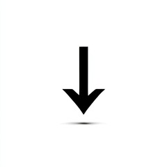 Poster - Black Downward Arrow Vector Illustration Indicating Direction or Download with Simple Shadow on White Background