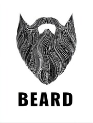 Poster - Unique Typography Design of the Word Beard Artistically Shaped Into a Beard Representation, Showcasing Creativity and Style
