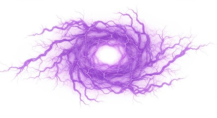 Poster - A swirling vortex of purple energy with lightning on a bright white isolated background