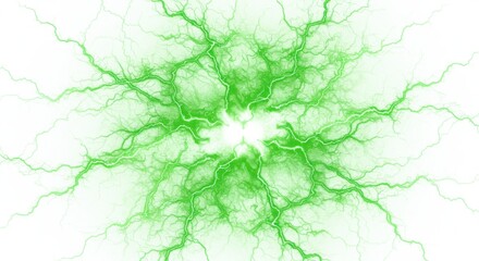 Poster - Green electrical discharge emanating from a central point on a white background image art design
