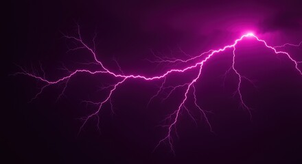 Poster - A striking display of pink lightning bolts illuminating the dark night sky with electric energy