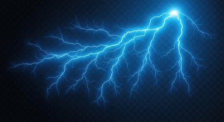 Poster - A striking display of blue lightning illuminating a dark sky with branching electrical discharges
