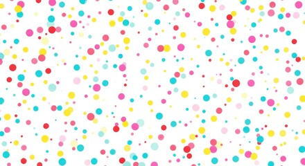 Poster - A scattered array of colorful polka dots on a white background creating a festive and playful pattern