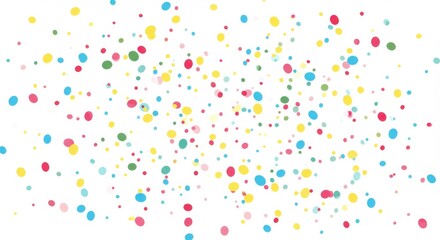 Poster - A scattered array of colorful confetti dots on a white background creating a festive atmosphere