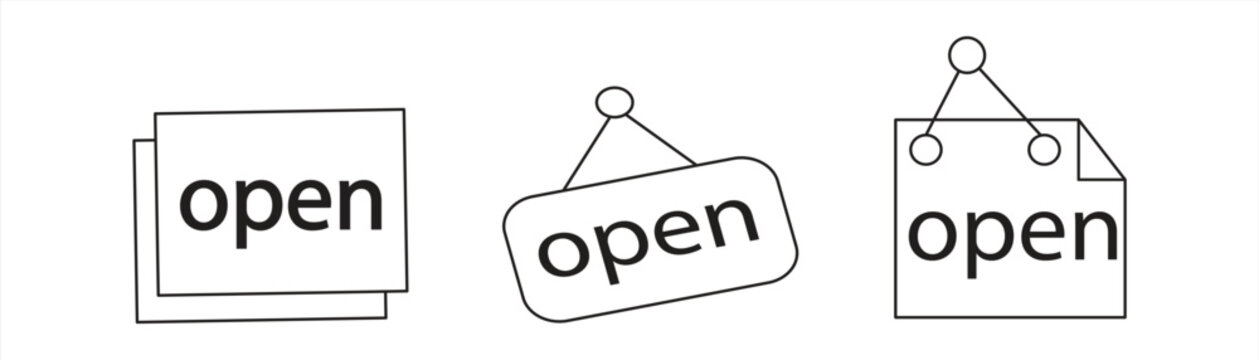 Open Sign Line Icon, Pixel Perfect Editable Stroke, For Mobile and Web, vector illustration.