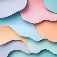 Poster - Paper Layers in Pastel Hues: A close-up shot of paper layers in pastel hues, an abstract composition that showcases the interplay of colors, shapes, and textures.