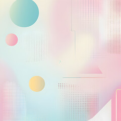 Poster - Soft Geometric Abstraction: Pastel hues blend in a mesmerizing dance of circles and geometric shapes, this visually appealing design radiates a serene atmosphere.