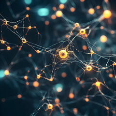 Poster - Neurons and Synapses: An intricate, close-up view of neural networks and synapses, highlighting the complex connections in the human brain.
