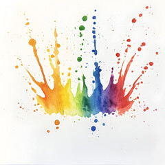 Poster - Rainbow Watercolor Splash: A vibrant burst of color in a dynamic, abstract watercolor splash featuring the colors of the rainbow.