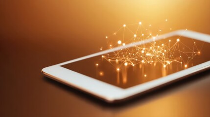 Poster - Modern Tablet with Abstract Connection and Light Effect Display