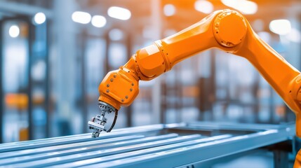 Poster - Industrial Robotic Arm Working on Assembly Line in Warehouse Setting
