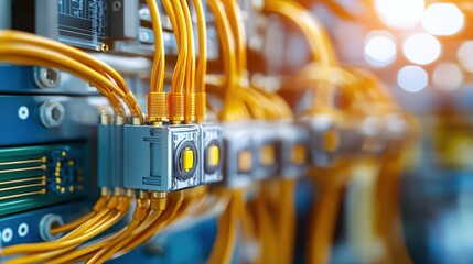 Poster - Close-up View of Network Cables Connected to Data Center Hardware