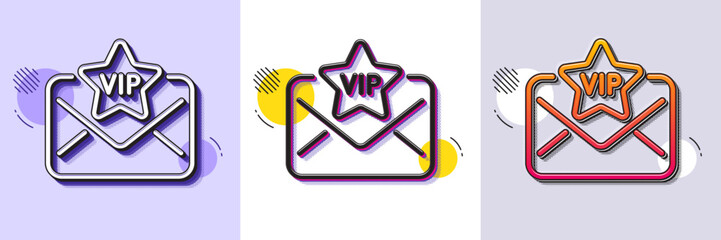 Poster - vip letter line icon. halftone dotted pattern. gradient icon with grain shadow. mail for very import