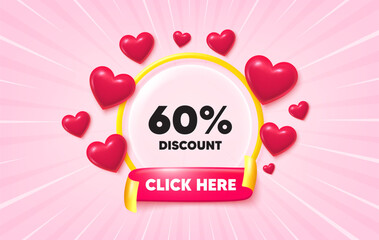 Poster - discount sunburst ray banner. click here flag ribbon. 60 percent discount tag. sale offer price sign