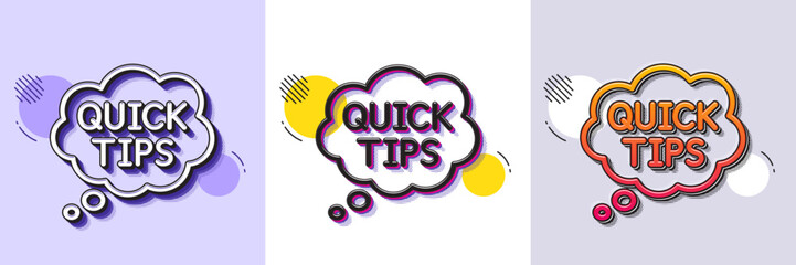 Poster - Quick tips line icon. Halftone dotted pattern. Gradient icon with grain shadow. Helpful tricks speech bubble sign. Line quick tips icon. Various designs. Vector