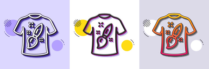 Poster - T-shirt design line icon. Halftone dotted pattern. Gradient icon with grain shadow. Creative brush sign. T shirt Graphic art symbol. Line t-shirt design icon. Various designs. Vector