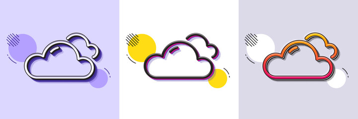 Poster - cloudy weather line icon. halftone dotted pattern. gradient icon with grain shadow. clouds sign. sky