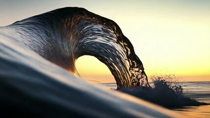 Poster - Majestic ocean wave crashing against shoreline with sparkling foam and blue water under bright sky