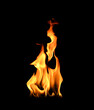 © woranut - Isolated abstract flames collection on black background. Flames on black background. Concept of burning effect texture. Graphic design. Bonfire. Flames at night. Flame effect with burning fire.