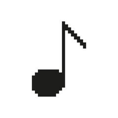 Fototapete - Musical Note Pixel Art Icon. Melody, Rhythm, And Sound Representation Symbol. Music Composition And Audio Design. Isolated Vector Illustration