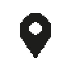 Fototapete - Map Location Pin Pixel Art Icon. Geolocation, Navigation, And Gps Tracking Symbol. Digital Mapping And Positioning. Isolated Vector Illustration