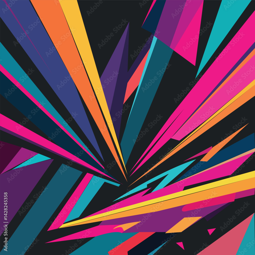 Abstract geometric patterns featuring bright colors and intricate ...