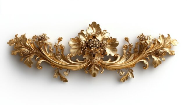 Classic baroque golden frame with intricate floral motifs, displayed on white background