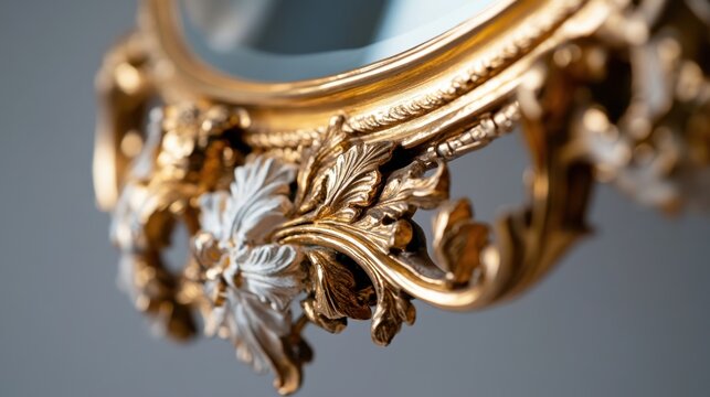 Classic baroque golden frame with intricate floral motifs, displayed on white background