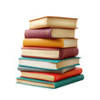 © ＰＮＧ・アート - Stack of colorful books isolated on 3d novel pages paper cover retro study on transparent background