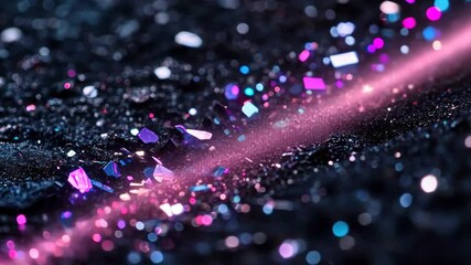 Poster - Sparkling gemstones create a dazzling display of colors on a black surface in a mesmerizing light environment Generative AI