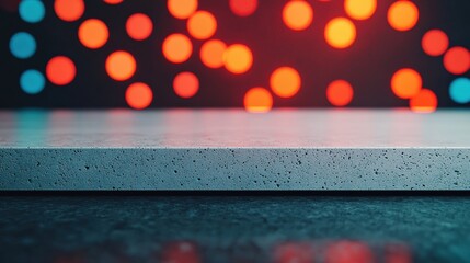 Aufkleber - Empty concrete table displaying products with colorful bokeh background