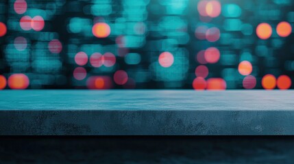 Aufkleber - Futuristic cyber workspace with sleek concrete table and digital ui overlays