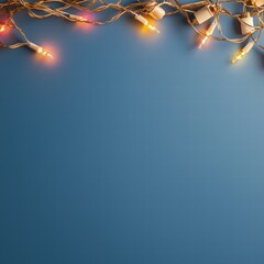 Poster - Vibrant string of lights displayed on a blue background creating a festive and cheerful atmosphere
