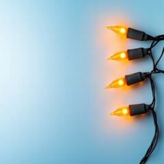 Poster - Beautifully arranged string of lights on a blue background enhancing festive spirit and cheerfulness
