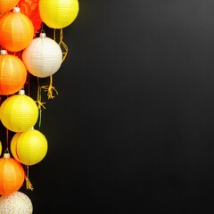 Poster - A colorful bunch of paper lanterns hanging gracefully, creating a festive atmosphere for celebrations