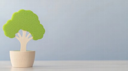 Poster - Attractive broccoli plant potted in a simple container on a bright, sunlit surface at home