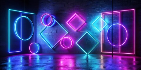 Aufkleber - Blue And Purple Neon Light Shapes