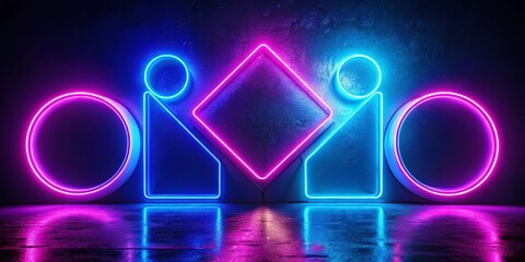 Aufkleber - Blue And Purple Neon Light Shapes
