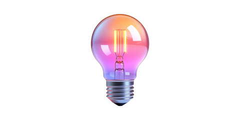Poster - Colorful Light Bulb With Gradient Glow. Symbol Of Innovation And Creativity Isolated On Transparent Background