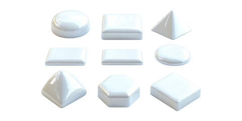 Poster - Geometric 3D Shapes Collection. Abstract Design Elements For Creative Projects Isolated On Transparent Background