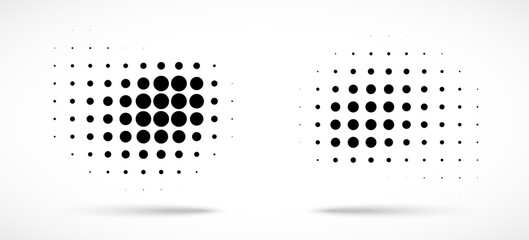 Wall Mural - halftone vector dots curved gradient pattern background. curve dotted spots using halftone circle do
