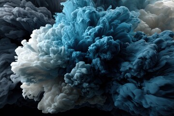 Poster - an abstract and mesmerizing depiction of blue, gray, and white smoke blending together, creating a d