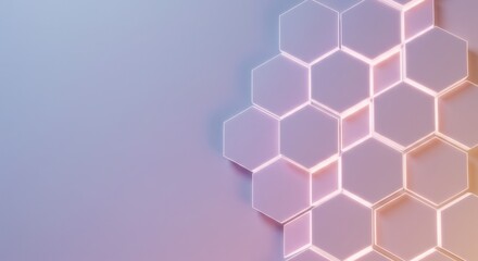 Poster - Abstract Hexagon Pattern Design: Glowing Geometric Background