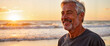 © Anastasiya - Proud elderly man smiling at sunset beach, joy of life