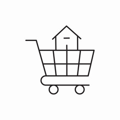 Poster - Shopping cart house icon vector sign