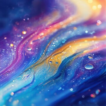 Bending bubble thread element on a vibrant stream backdrop
