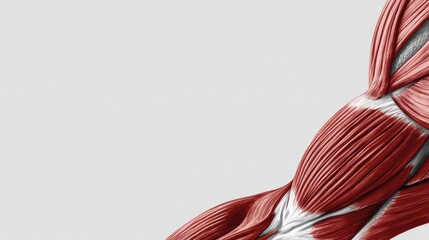 Poster - Floating Red Muscle Illustration on a White Background Showcasing Anatomical Detail and Design Elements for Educational Purposes