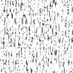 Poster - Hand drawn seamless pattern with a font consisting of dots. On the theme of matrix print, computer games, digital technology, pixels. A set of letters and numbers of an  alphabet. No AI is used