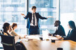 © BullRun - Caucasian male director in formal clothing confused on received information during collaborative meeting with diverse employees, businessman puzzled on problems doing deadline job with partners